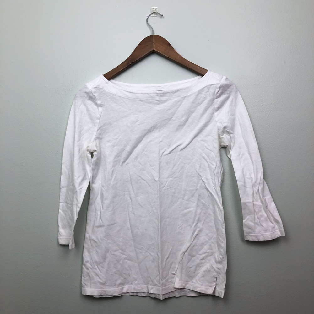 🌿 Loft Plain White Quarter Sleeve Shirt Small